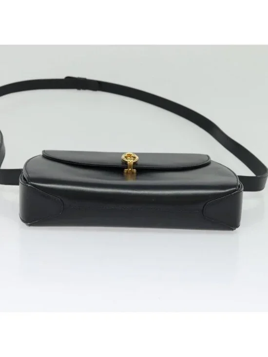 Authentic GUCCI Shoulder Bag Leather Navy Gold - Picture 12 of 16